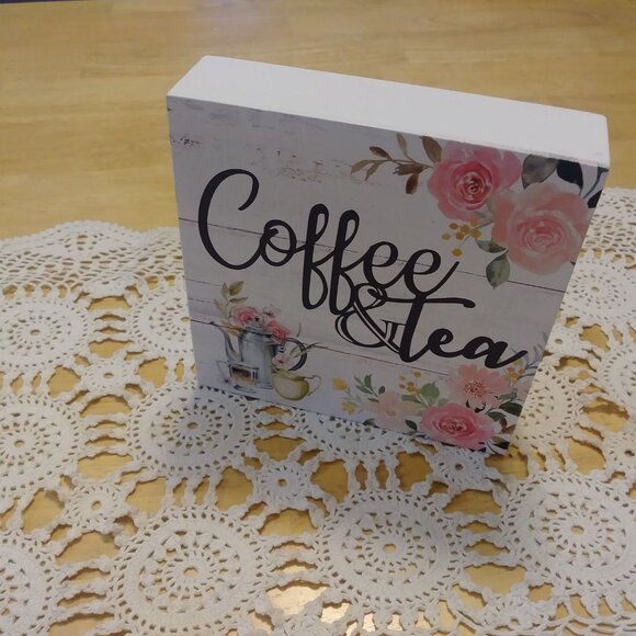 Home Decor Coffee and Tea Floral Decor, free standing wood. Lightweight, new - Picture 2 of 3
